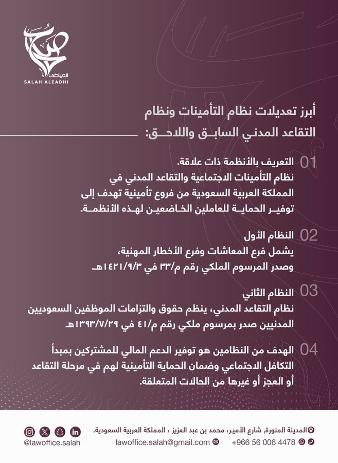 تعديلات نظام التأمين والتقاعد